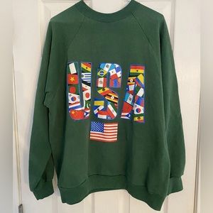 Rare Vintage Olympics Men's Sweatshirt XL Green 90’s USA Crewneck